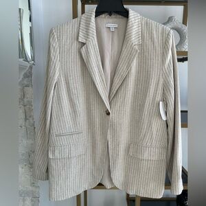 Topshop Beige Pinstripe Blazer